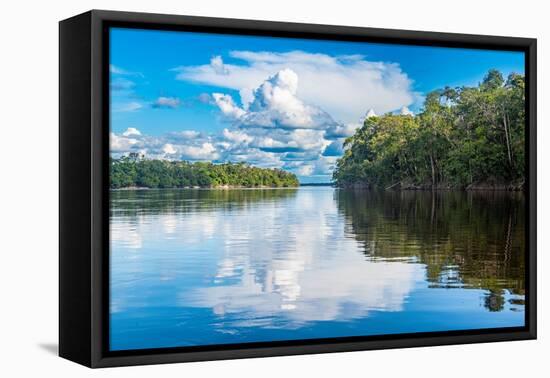 Clouds reflecting in the Rio Negro, southern Venezuela-Michael Runkel-Framed Premier Image Canvas