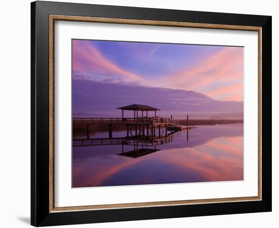 Clouds Reflecting on a Creek at Sunrise, Savannah, Georgia, Usa-Joanne Wells-Framed Photographic Print