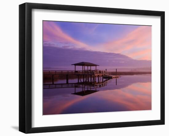 Clouds Reflecting on a Creek at Sunrise, Savannah, Georgia, Usa-Joanne Wells-Framed Photographic Print