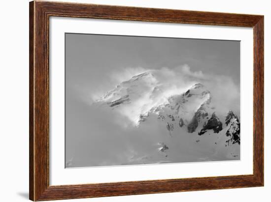 Clouds Wrapped Summit of Mount Rainier, Mt Rainier National Park, Washington, USA-Paul Souders-Framed Photographic Print