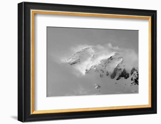 Clouds Wrapped Summit of Mount Rainier, Mt Rainier National Park, Washington, USA-Paul Souders-Framed Photographic Print