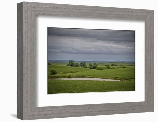 Cloudy day in the Flint Hills of Kansas-Michael Scheufler-Framed Photographic Print