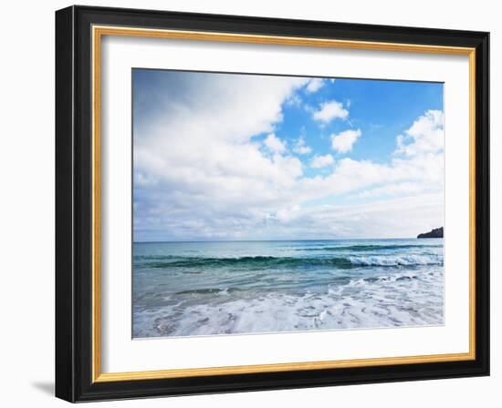 Cloudy Sky over Sea with Some Waves-Norbert Schaefer-Framed Photographic Print