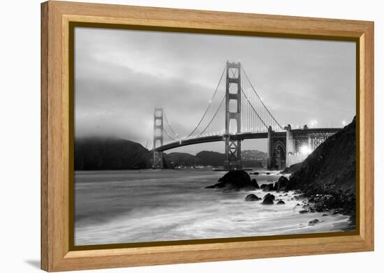 Cloudy sunset, ocean waves in San Francisco at Golden Gate Bridge from Marshall Beach-David Chang-Framed Premier Image Canvas