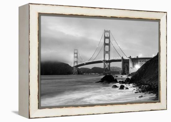 Cloudy sunset, ocean waves in San Francisco at Golden Gate Bridge from Marshall Beach-David Chang-Framed Premier Image Canvas