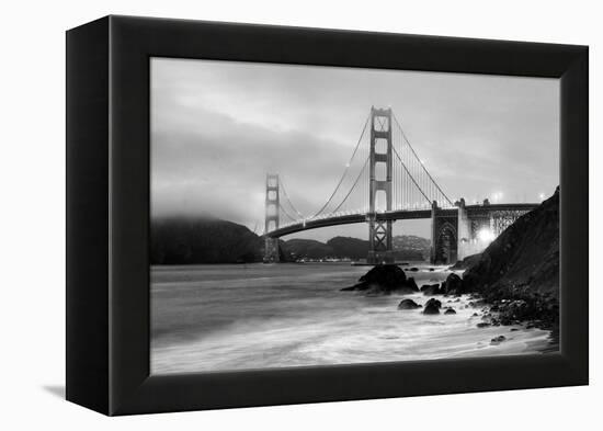 Cloudy sunset, ocean waves in San Francisco at Golden Gate Bridge from Marshall Beach-David Chang-Framed Premier Image Canvas