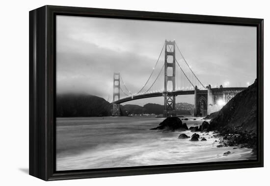 Cloudy sunset, ocean waves in San Francisco at Golden Gate Bridge from Marshall Beach-David Chang-Framed Premier Image Canvas