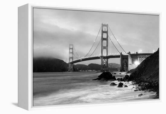 Cloudy sunset, ocean waves in San Francisco at Golden Gate Bridge from Marshall Beach-David Chang-Framed Premier Image Canvas