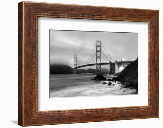 Cloudy sunset, ocean waves in San Francisco at Golden Gate Bridge from Marshall Beach-David Chang-Framed Photographic Print