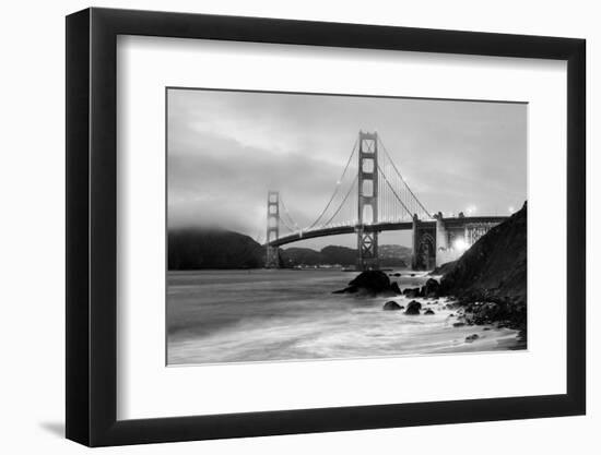 Cloudy sunset, ocean waves in San Francisco at Golden Gate Bridge from Marshall Beach-David Chang-Framed Photographic Print