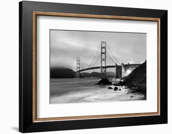 Cloudy sunset, ocean waves in San Francisco at Golden Gate Bridge from Marshall Beach-David Chang-Framed Photographic Print