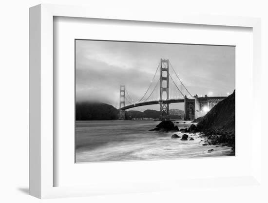 Cloudy sunset, ocean waves in San Francisco at Golden Gate Bridge from Marshall Beach-David Chang-Framed Photographic Print