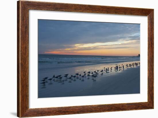 Cloudy Sunset on Crescent Beach, Siesta Key, Sarasota, Florida, USA-Bernard Friel-Framed Photographic Print