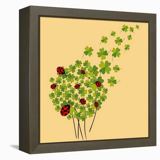 Clover and Ladybugs Spring-Cienpies Design-Framed Stretched Canvas