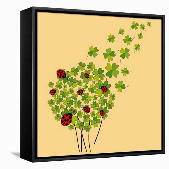 Clover and Ladybugs Spring-Cienpies Design-Framed Stretched Canvas