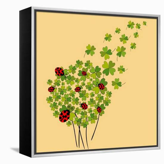 Clover and Ladybugs Spring-Cienpies Design-Framed Stretched Canvas