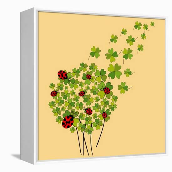 Clover and Ladybugs Spring-Cienpies Design-Framed Stretched Canvas