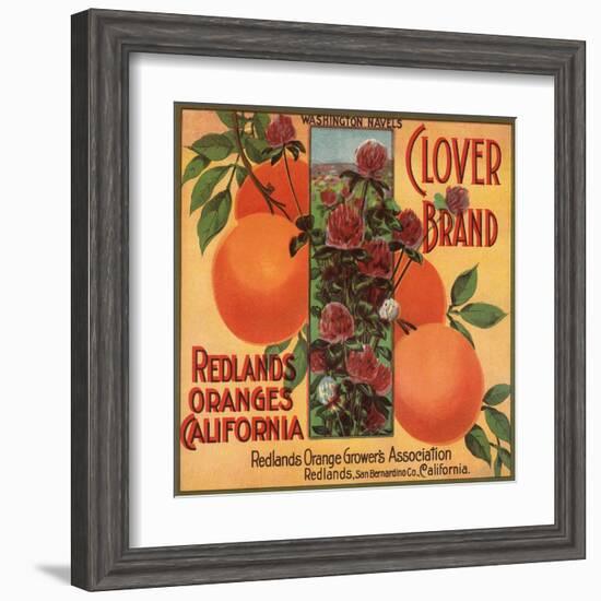 Clover Brand - Redlands, California - Citrus Crate Label-Lantern Press-Framed Art Print