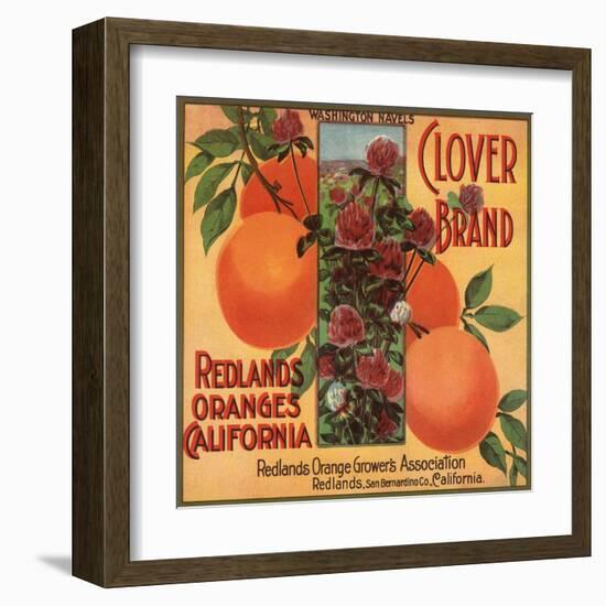 Clover Brand - Redlands, California - Citrus Crate Label-Lantern Press-Framed Art Print