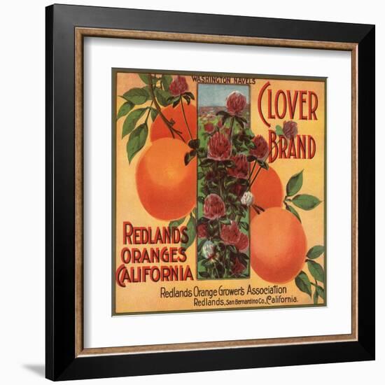 Clover Brand - Redlands, California - Citrus Crate Label-Lantern Press-Framed Art Print