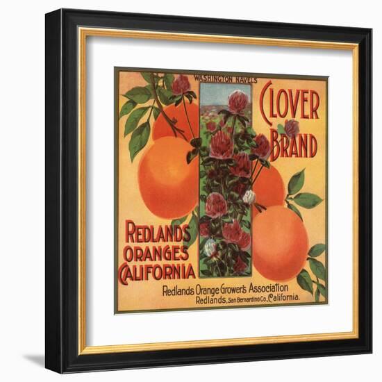 Clover Brand - Redlands, California - Citrus Crate Label-Lantern Press-Framed Art Print