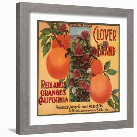 Clover Brand - Redlands, California - Citrus Crate Label-Lantern Press-Framed Art Print