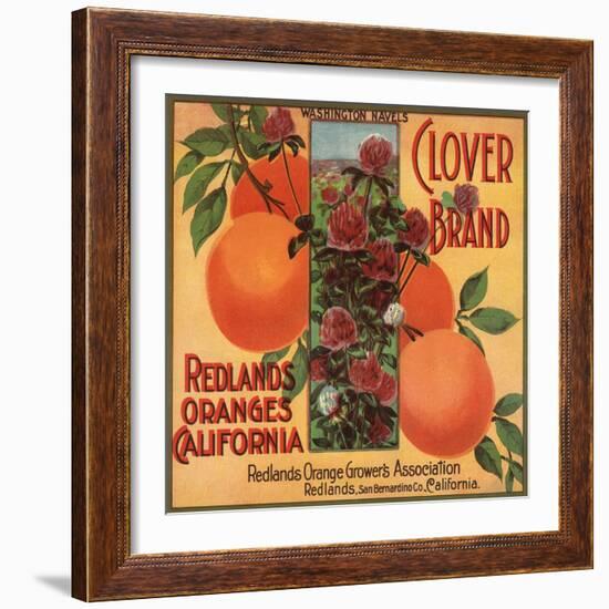 Clover Brand - Redlands, California - Citrus Crate Label-Lantern Press-Framed Art Print