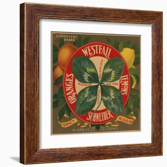 Clover Leaf Brand - Riverside, California - Citrus Crate Label-Lantern Press-Framed Art Print