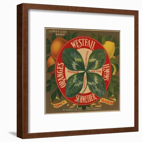 Clover Leaf Brand - Riverside, California - Citrus Crate Label-Lantern Press-Framed Art Print