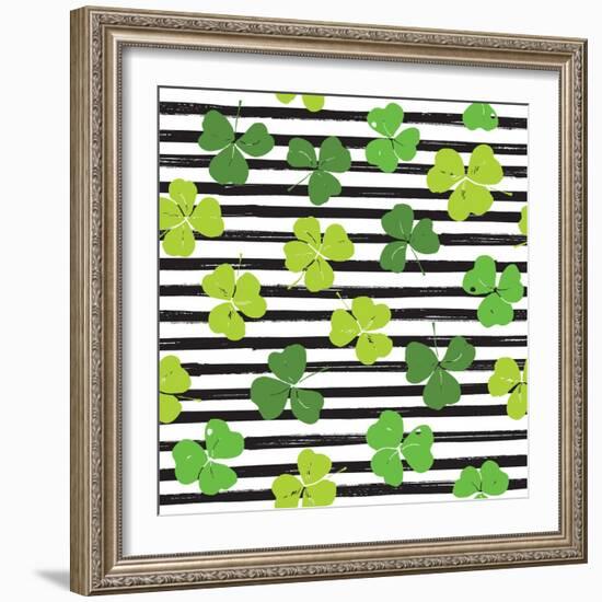 Clover Leaf Illustration - St Patricks Day-Anton Yanchevskyi-Framed Premium Giclee Print