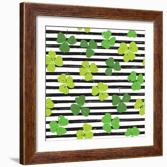 Clover Leaf Illustration - St Patricks Day-Anton Yanchevskyi-Framed Premium Giclee Print