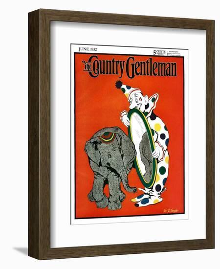 "Clown and Elephant," Country Gentleman Cover, June 1, 1932-W. P. Snyder-Framed Giclee Print