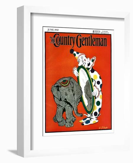 "Clown and Elephant," Country Gentleman Cover, June 1, 1932-W. P. Snyder-Framed Giclee Print