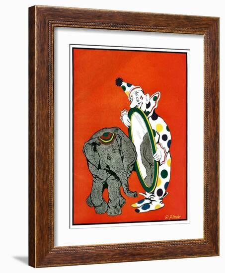 "Clown and Elephant,"June 1, 1932-W. P. Snyder-Framed Giclee Print