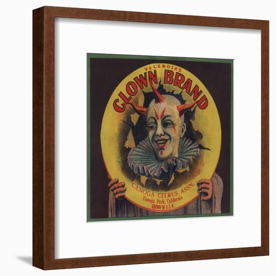 Clown Brand - Canoga Park, California - Citrus Crate Label-Lantern Press-Framed Art Print