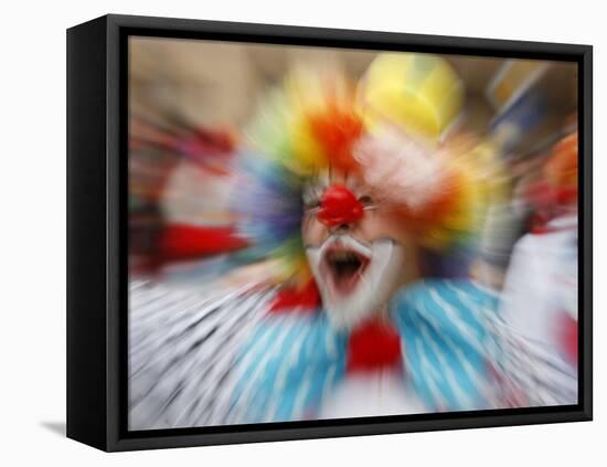 Clown Celebrates During a Colourful Historical Carnival Procession in Wasungen, Germany-null-Framed Premier Image Canvas