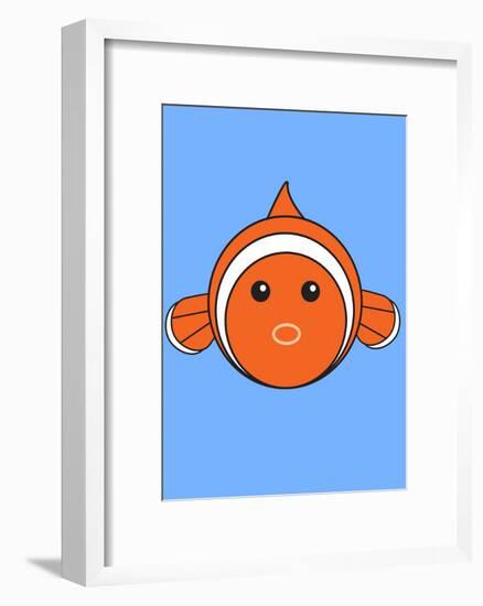 Clown Fish On Blue-null-Framed Art Print