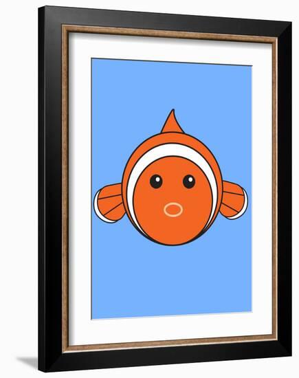 Clown Fish On Blue-null-Framed Art Print