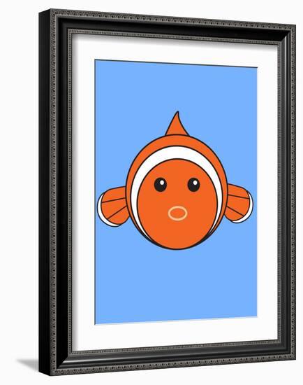 Clown Fish On Blue-null-Framed Art Print