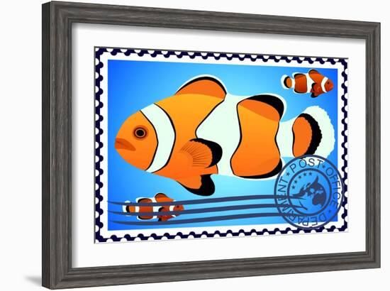 Clown Fish. Postage Stamp-GUARDING-OWO-Framed Art Print