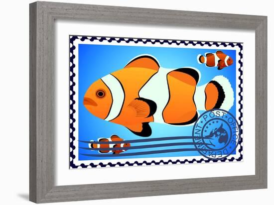 Clown Fish. Postage Stamp-GUARDING-OWO-Framed Art Print