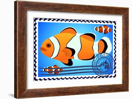 Clown Fish. Postage Stamp-GUARDING-OWO-Framed Art Print