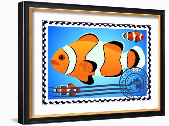 Clown Fish. Postage Stamp-GUARDING-OWO-Framed Art Print
