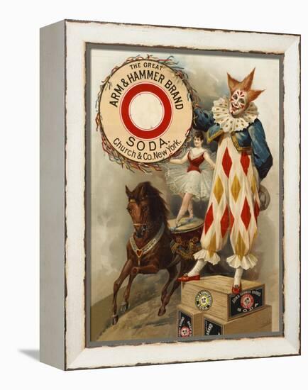 Clown, Horse, Acrobat and Arm and Hammer Brand Soda-null-Framed Premier Image Canvas