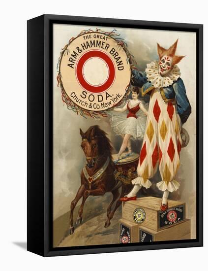 Clown, Horse, Acrobat and Arm and Hammer Brand Soda-null-Framed Premier Image Canvas