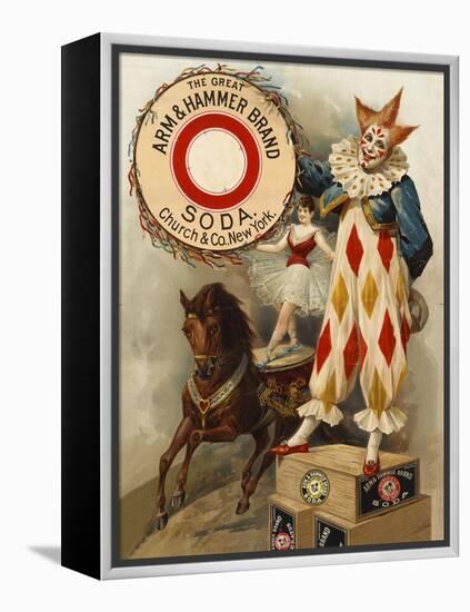 Clown, Horse, Acrobat and Arm and Hammer Brand Soda-null-Framed Premier Image Canvas