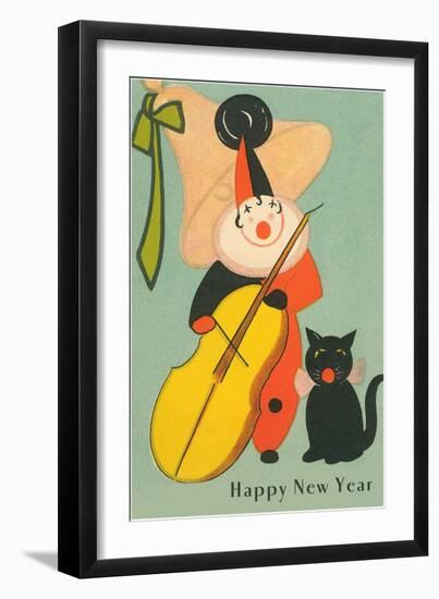 Clown Playing Bass, Cat Howling-null-Framed Premium Giclee Print