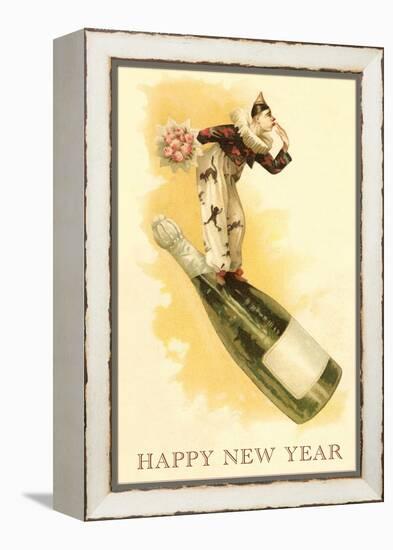 Clown with Bouquet on Champagne Bottle-null-Framed Stretched Canvas