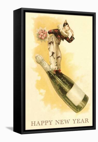 Clown with Bouquet on Champagne Bottle-null-Framed Stretched Canvas