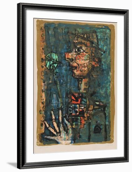 Clown with Flower-Paul Augustin Aizpiri-Framed Collectable Print